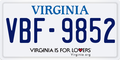VA license plate VBF9852