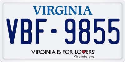 VA license plate VBF9855