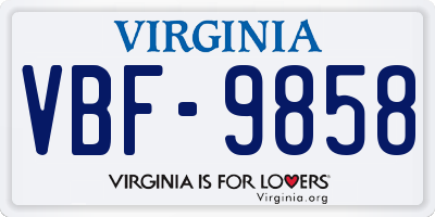 VA license plate VBF9858