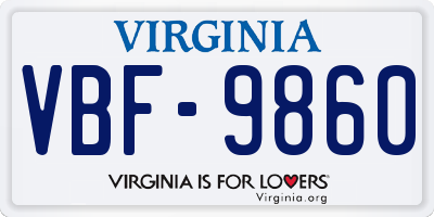 VA license plate VBF9860