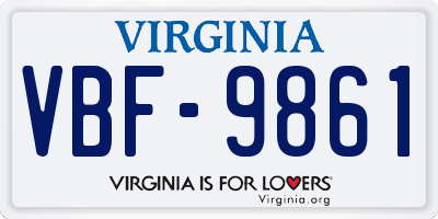 VA license plate VBF9861