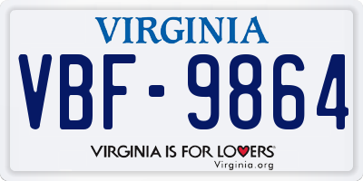 VA license plate VBF9864