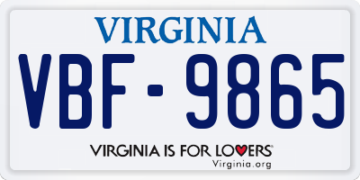 VA license plate VBF9865
