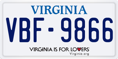 VA license plate VBF9866