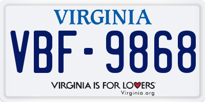 VA license plate VBF9868
