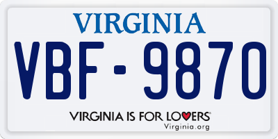 VA license plate VBF9870