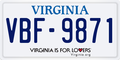 VA license plate VBF9871