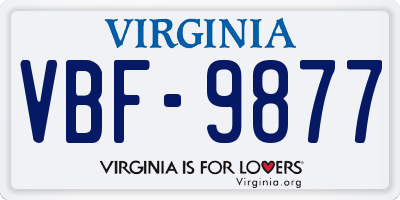 VA license plate VBF9877