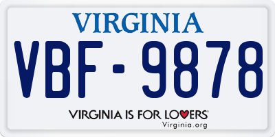 VA license plate VBF9878
