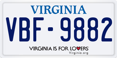 VA license plate VBF9882