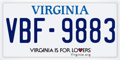 VA license plate VBF9883