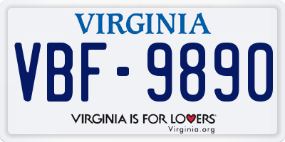 VA license plate VBF9890