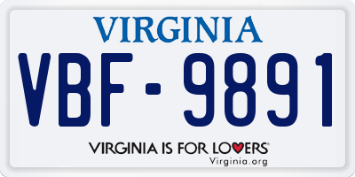 VA license plate VBF9891