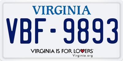 VA license plate VBF9893
