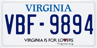 VA license plate VBF9894