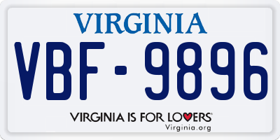 VA license plate VBF9896