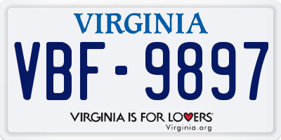 VA license plate VBF9897