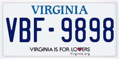 VA license plate VBF9898