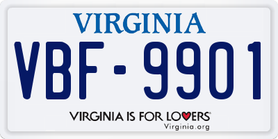 VA license plate VBF9901