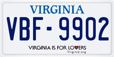 VA license plate VBF9902