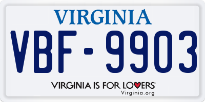 VA license plate VBF9903