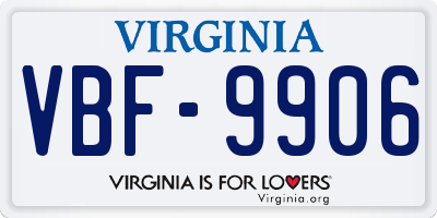 VA license plate VBF9906