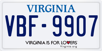 VA license plate VBF9907