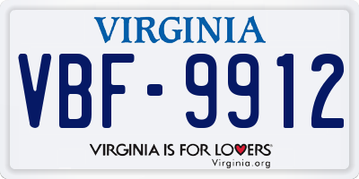 VA license plate VBF9912