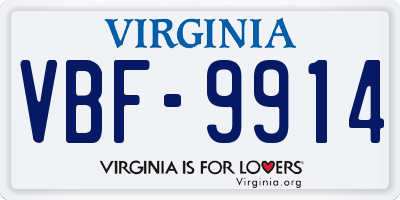 VA license plate VBF9914