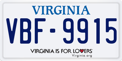 VA license plate VBF9915