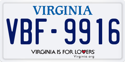 VA license plate VBF9916