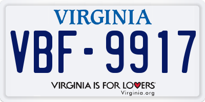 VA license plate VBF9917
