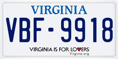 VA license plate VBF9918