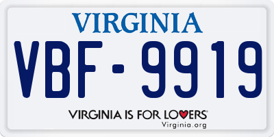 VA license plate VBF9919