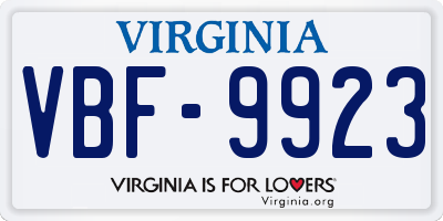VA license plate VBF9923