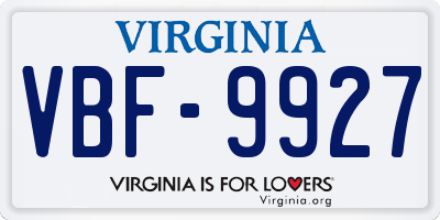 VA license plate VBF9927