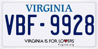 VA license plate VBF9928