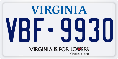 VA license plate VBF9930