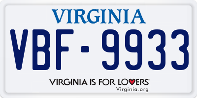 VA license plate VBF9933