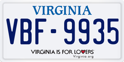 VA license plate VBF9935