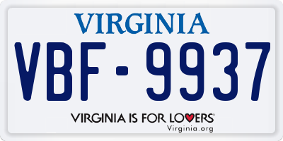 VA license plate VBF9937