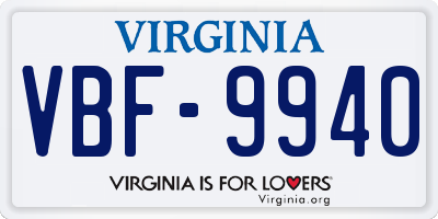 VA license plate VBF9940