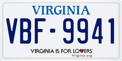 VA license plate VBF9941