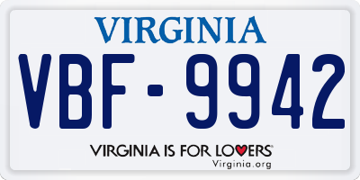 VA license plate VBF9942