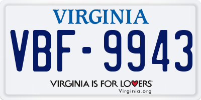 VA license plate VBF9943