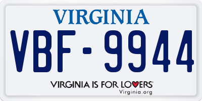 VA license plate VBF9944