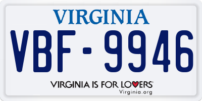 VA license plate VBF9946