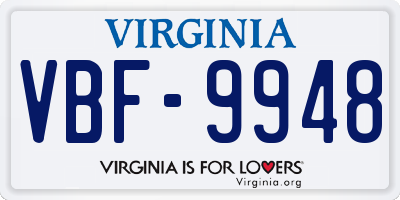 VA license plate VBF9948