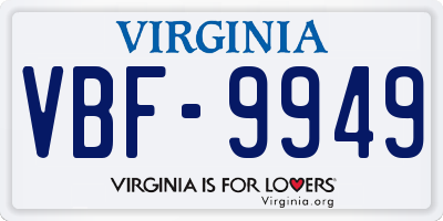 VA license plate VBF9949