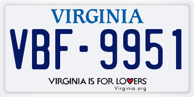 VA license plate VBF9951